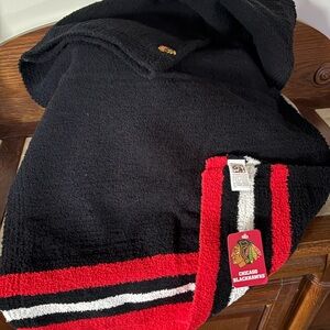 Black Towel with Red and White Stripes